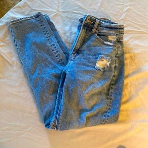 American Eagle soft, tapered leg (not skinny), light wash, jeans.